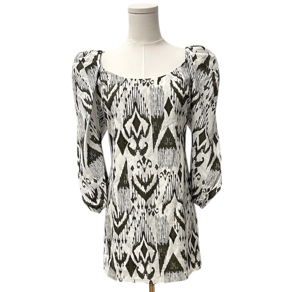 MISA Los Angeles Marta Mini Dress Green Cream Ikat Size XS NWT